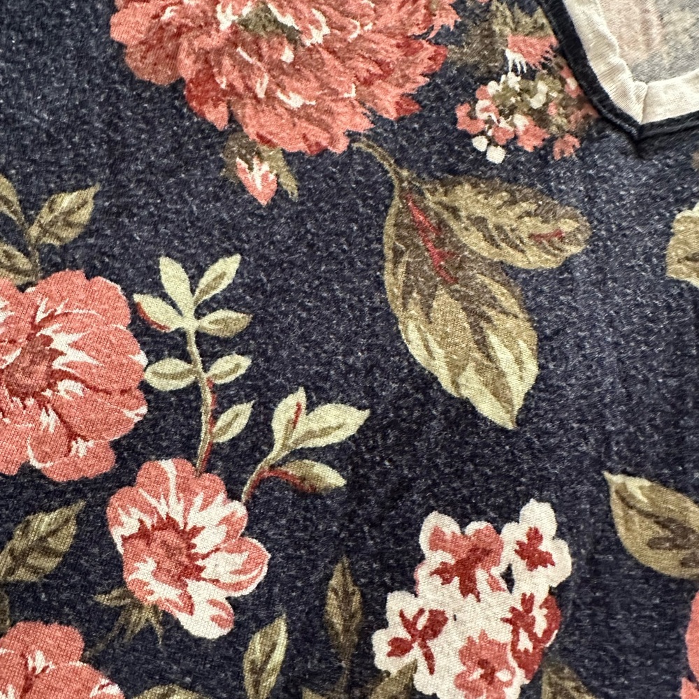 Absolutely Famous Navy Floral and Striped Long Sleeve Tee - Picture 2 of 6